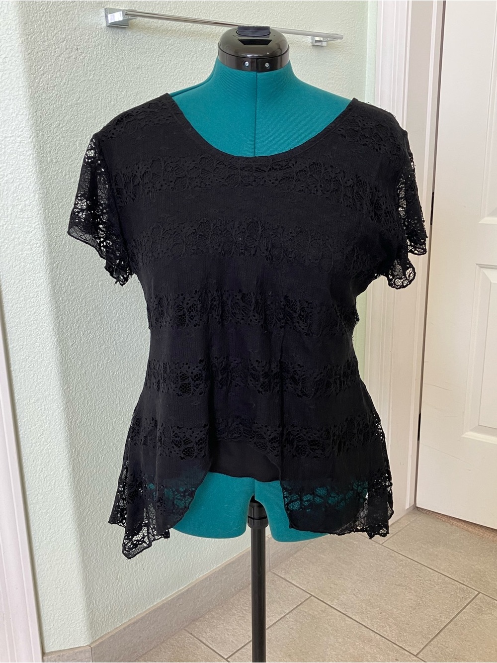 Shannon Ford New York Women’s Black Lace Short Sleeve Blouse 3X